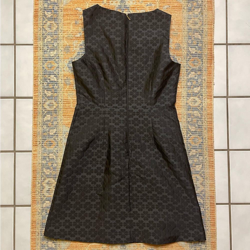 Floral Spade Jacquard Dress Black Midi Sleeveless 6 - Picture 4 of 11